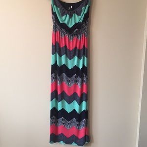 Chevron Print Maxi Dress